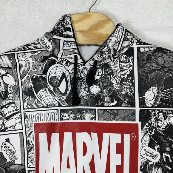 Marvel Comics Men’s Hoodie Size Small/Medium AOP Black And White - Picture 8 of 13